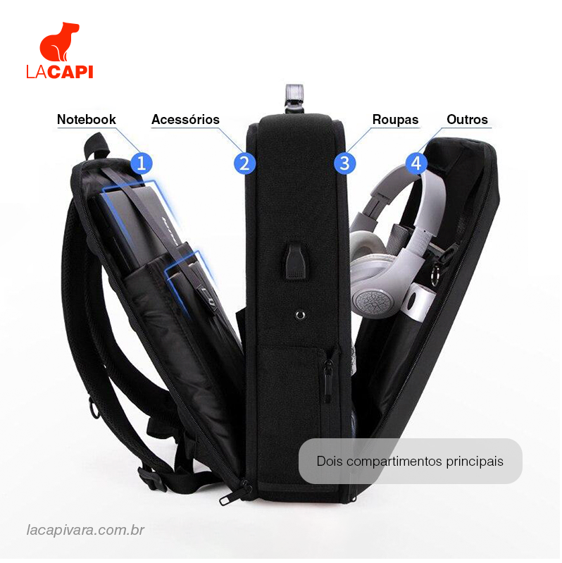 Hyper - Mochila Grande Anti-furto Resistente a Água para Notebook 16.5' Polegadas